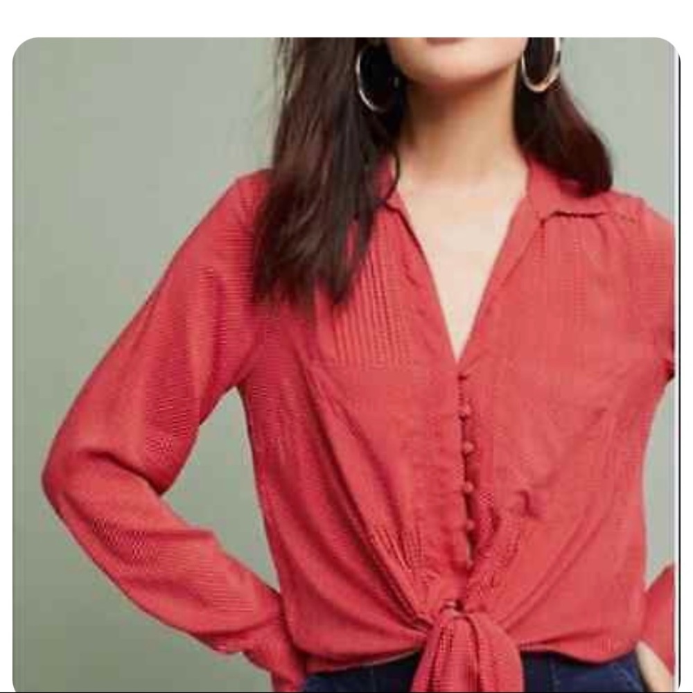 Anthropologie Maeve polka dot convertible cropped top - RED & WHITE